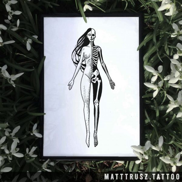 Half Skelly Lady Print