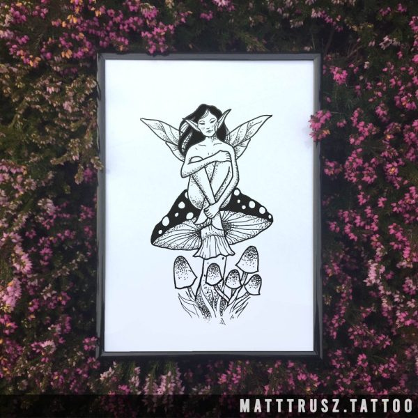 Fairy on a Mushroom Print