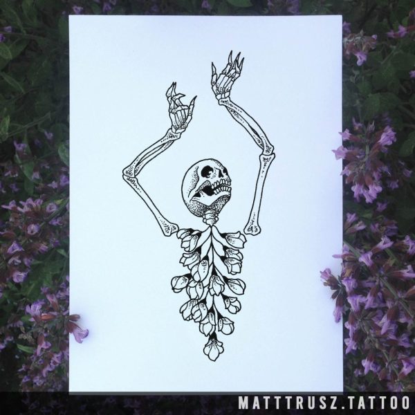 Floral Ribcage Skelly Print